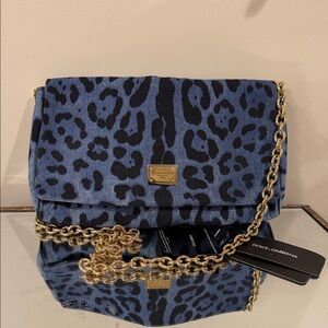 Dolce & Gabbana Blue and Black Leopard Clutch